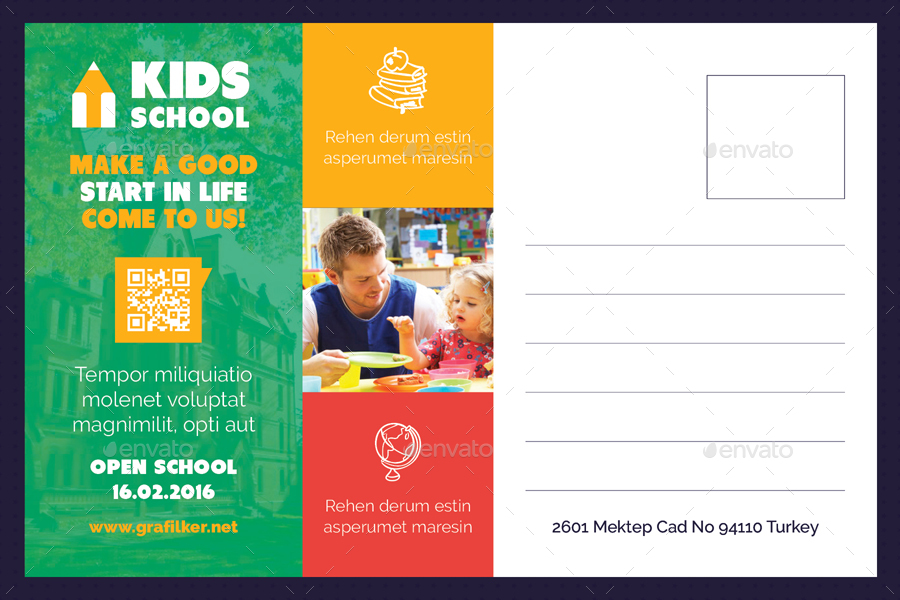 Kids School Postcard Bundle Templates by grafilker | GraphicRiver